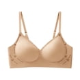 thumbnail image 3 of Elara Women’s Seamless Lifting Push Up Bra Latex Cup Soft Gel Breathable Brushed Camellia Khaki XL, 3 of 5