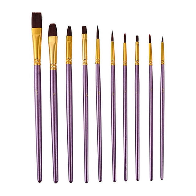10X Paint Brushes Art Tool Set Aluminum Pipe Fine Workmanship Train Practice Practical Watercolor Artist Paintbrush Purple