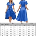 thumbnail image 2 of Vestido Acampanado Vestido de mujer A-Line Bow V-Neck Vestidos casuales Moda para cóctel (Azul XL) Cgtredaw Para estrenar, 2 of 7