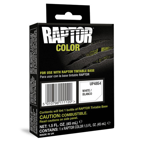 U Pol Products RAPTOR UP4854 Raptor Color, 1.5 fl-oz Pouch, White, 3:1 Mixing, 30 sq-ft Coverage, 5 to 7 days Curing