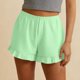 thumbnail image 1 of TaTaai Women's Casual Striped Shorts with Buttons High Elastic Waist Lace Trim Side Pockets Loose Fit Solid Color Summer Comfy Bottoms Daily Beach Holiday Wear Gift, 1 of 9