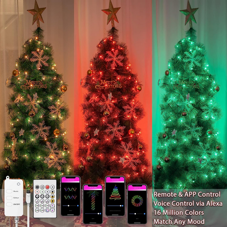 Smart Fairy Lights WiFi-33Ft Christmas String Lights Work with Alexa Google  Home Voice App Control 20 Modes RGB Color Changing Led Twinkle Light for