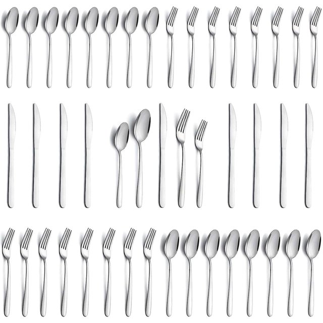 czcpp-Cutlery Set for 8 People, 40 Piece Food-Grade Stainless Steel Flatware Set, Silverware Set Includes Forks, Spoons and Knives, Utensils Set for Family/Party/Restaurant, Dishwasher Safe