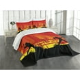 thumbnail image 3 of Ambesonne Teen Room Quilted Bedspread Set 3 Pcs, Baseball in the City, King Size, Red Yellow Black, 3 of 5