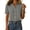 Gray, variant on Staron Women Button Down Short Sleeve Blouse Casual Linen Top V-Neck Ruffled Solid Basic Loose Fit Summer Shirt, Light Blue M