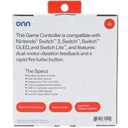 onn Wired Game Controller for Nintendo Switch 2, OLED, Lite, Black