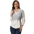 thumbnail image 1 of Chaleco Corto de Punto para Mujer Allegra K Camisetas sin mangas de Punto con Cuello En V gris L, 1 of 5