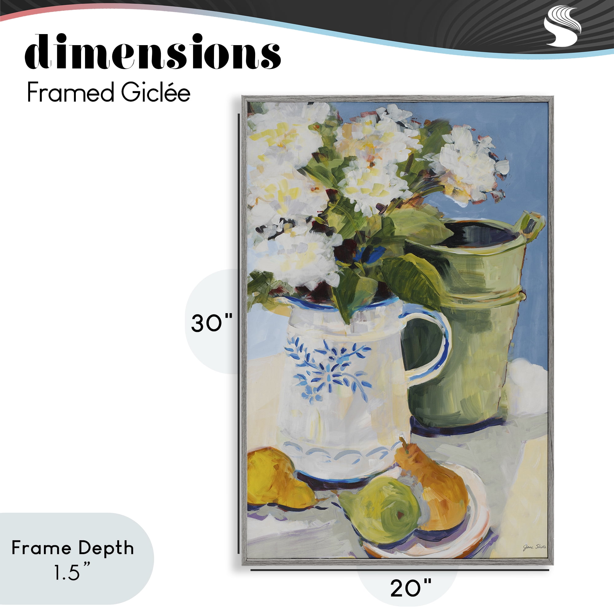 Stupell Industries Pitcher of Flowers Still Life Gray Framed Giclee Art, design by Jane Slivka