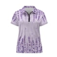 thumbnail image 6 of Whosucclay 1/4 Zip V Neck Golf Shirts for Women for Tennis Shopping Bowling, Polyester Moisture Wicking Elastic Golf Polo Tops, Lavender Newt Size Small, 6 of 10