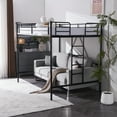 thumbnail image 4 of Ktaxon Loft Bed Full Size with Flat Rungs, No Box Spring Required,Heavy Duty Metal Slat Support,Black, 4 of 10