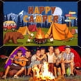 thumbnail image 3 of Fondo de camping, decoración para fiesta de campistas, pancarta de feliz campista, fogata, bosque, aventura, fondo de fotografía para fiesta temática de camping, fiesta de cumpleaños S, 3 of 5