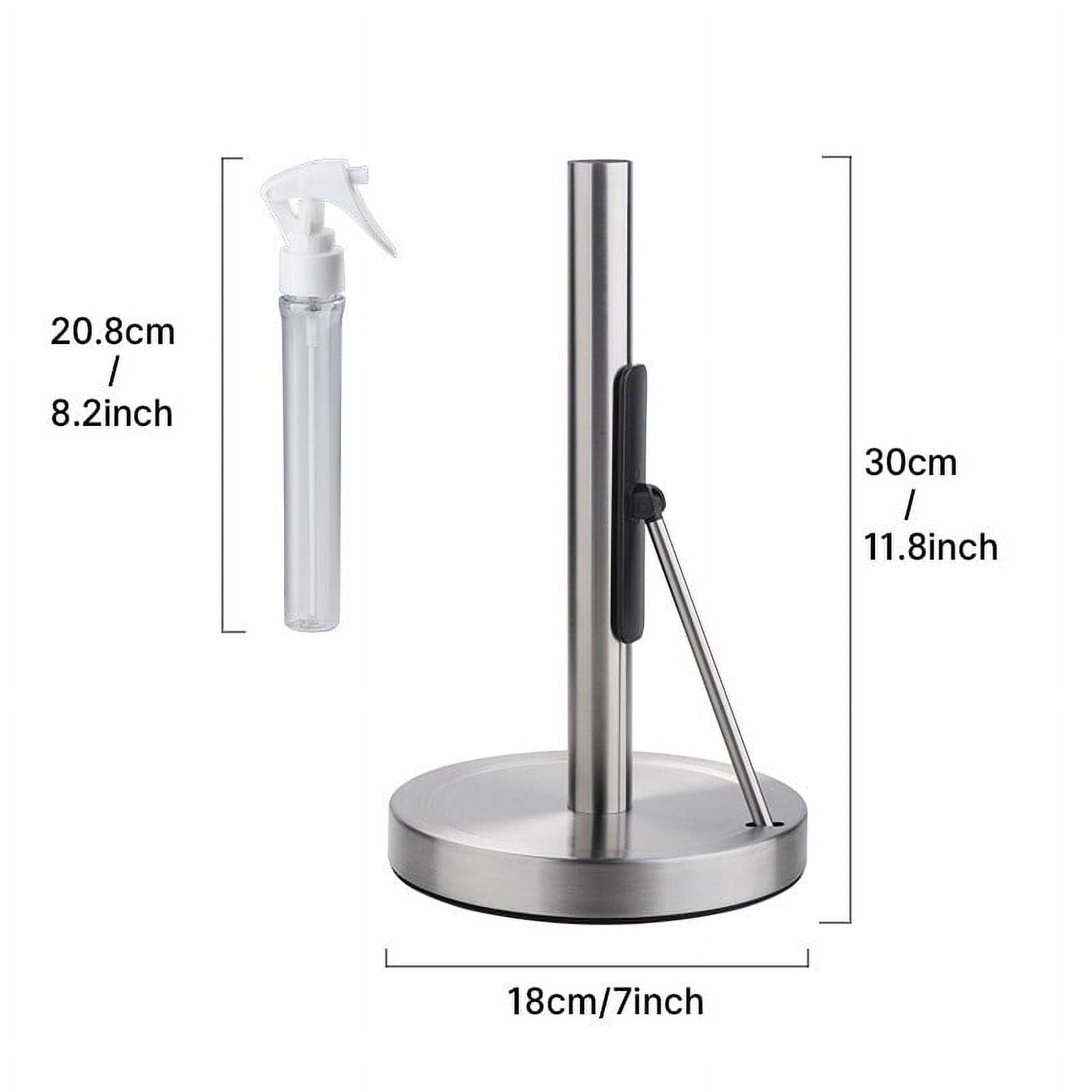 Gnmfd Paper Towel Holder with Spray Bottle Center, Stainless Steel Weighted Base for Kitchen Bathroom Cleaning, Tear Off One Hand Paper Towel Dispenser for Countertop Space Saving