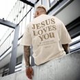thumbnail image 4 of chencehns Christian Jesus Loves You Shirts for Men Religious Oversized Graphic Tees Jesus Faith Acid Wash T Shirt God Top, 4 of 6