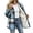 Blue, variant on Ghalytn Women's Plaid Sherpa Lined Shacket, Long Sleeve Button Down Flannel Jacket with Curved Hem and Pockets