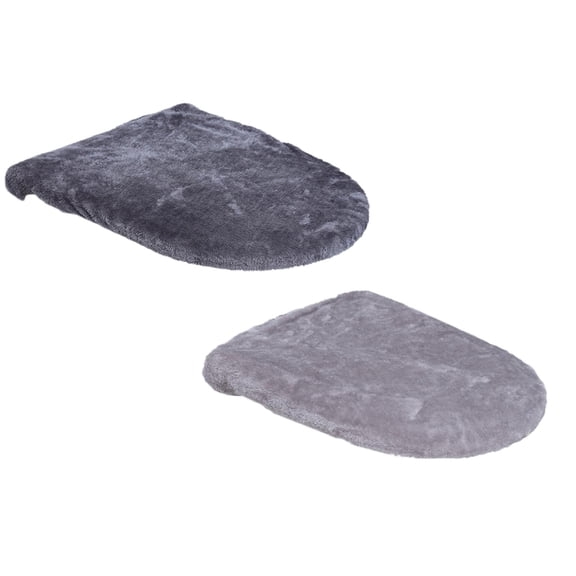 2 Pcs Bathroom Toilet Lid Seat Cover, Elastic Edges Cotton Soft Universal Fit for Standard Round Elongated Bathroom Bowl Lids, Washable, 19.68x18.11 Inch