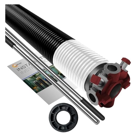 Garage Door Torsion Spring 295x2x41 for Left Side of Garage Door with 1 Nylon Bushing and Winding Bars Precision E-Coating 5-Year Warranty Minimum 30 000 Cycles (Red Cone)