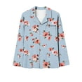 thumbnail image 5 of YWDJ Womens Pajama Sets Long Sleeve Lightweight Plus Size Floral Button Down Shirts 2 Piece Long Pants Loungewear M Blue, 5 of 7