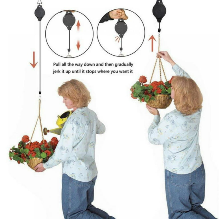 4 Pack Plant Hook Pulley, Retractable Plant Hanger Easy Reach