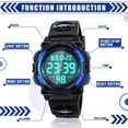 thumbnail image 2 of Dodosky Boy Toys Edad 5-12, LED 50M Relojes deportivos digitales impermeables para niños Regalos de cumpleaños Regalos para niños de 5-12 años - Azul, 2 of 5