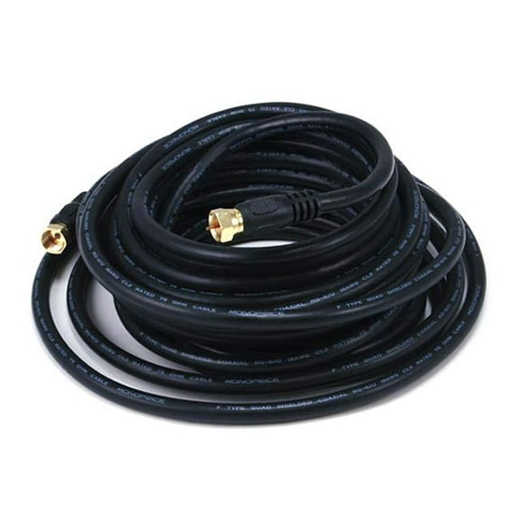 Monoprice Video Cable - 25 Feet - Black | RG6 Quad Shield CL2 Coaxial Cable with F Type Connector