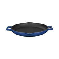 Cast Iron dia.11.75" h:2" 3 qt. Round Blue Cast Iron Pan