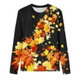 thumbnail image 4 of Women's Plus Size Long Sleeve T Shirt Maple Leaf Graphic Athletic Crewneck Fall Tops Quick Dry Loose Sweatshirt (4XL, Black), 4 of 4