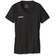 ASICS Girls Solid Jersey, Black, Big Kids (8-20), L