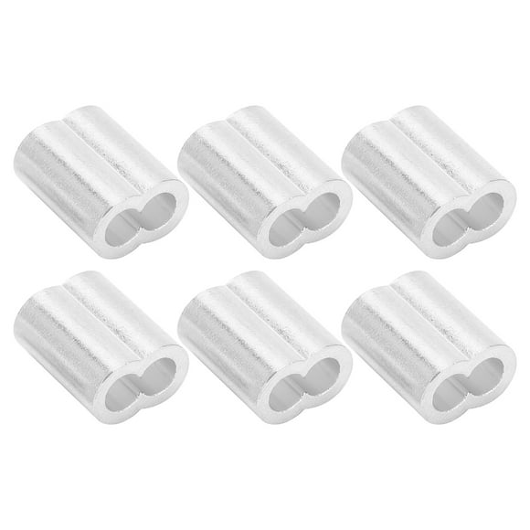 Aluminum Ferrules, Wire Rope Clamp Double-Hole Crimping Sleeves 100Pcs Oval Clip Wire Rope Clamp 8-Shaped For Fix Wire Rope