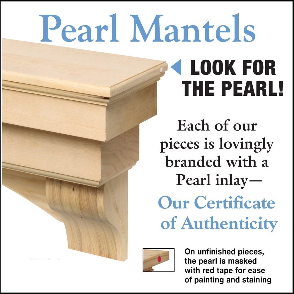 Pearl Mantels Auburn Versatile Premium Wood Mantel Shelf, Unfinished, Paint And Stain Grade, 60"L & 10"D, Hang Alone, With Corbels Or With Corbels And Arch (Included)