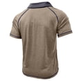 thumbnail image 4 of Men's Collared Polo Shirt Short Sleeve Contrast Trim & Pocket Casual T-Shirt Stylish & Breathable For Spring And Summer Daily Wear Tops,Khaki,XL, 4 of 5