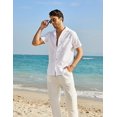 thumbnail image 4 of COOFANDY Men Linen Aloha Shirts Button Up Lightweight Beach Wear Wedding T Shirts, 4 of 6