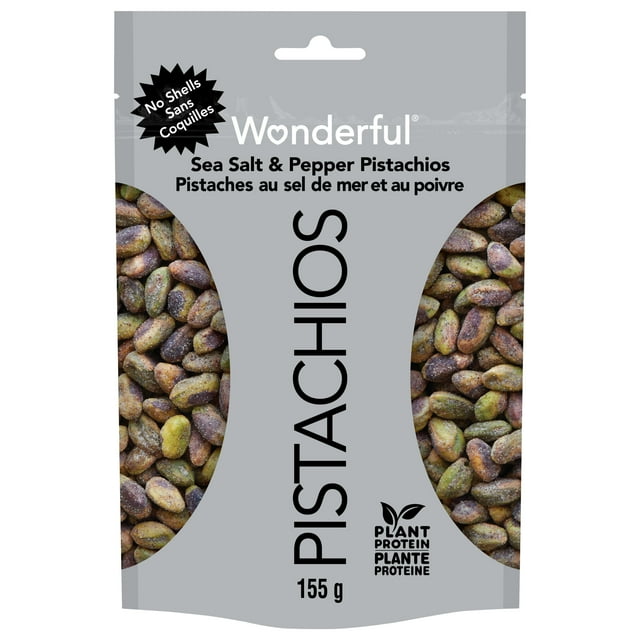 Wonderful Pistachios No Shells Sea Salt & Pepper Nuts, 155g Resealable Bag