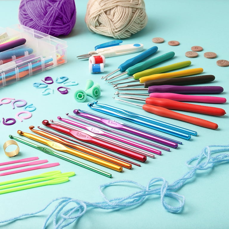 72 Pcs Aluminium Crochet Hooks Set, Crochet Tools, Crochet Accessories,  Knitting Needles Marking Clips Markers Mother's Day Gift 