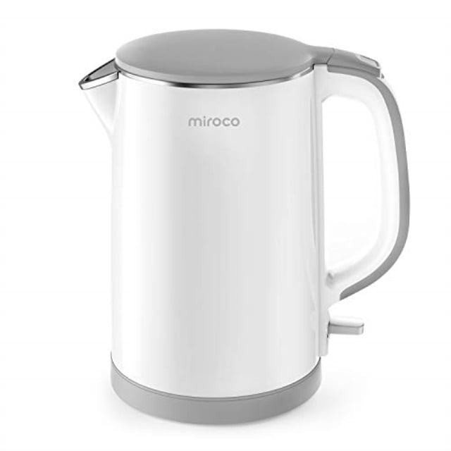 Photo 1 of Electric Kettle, Miroco Double Wall 100 Stainless Steel Cool Touch Tea Kettle with 1500W Fast Boiling Heater, Cordless with Auto Shut-Off Boil Dry Protection, BPA-Free, White