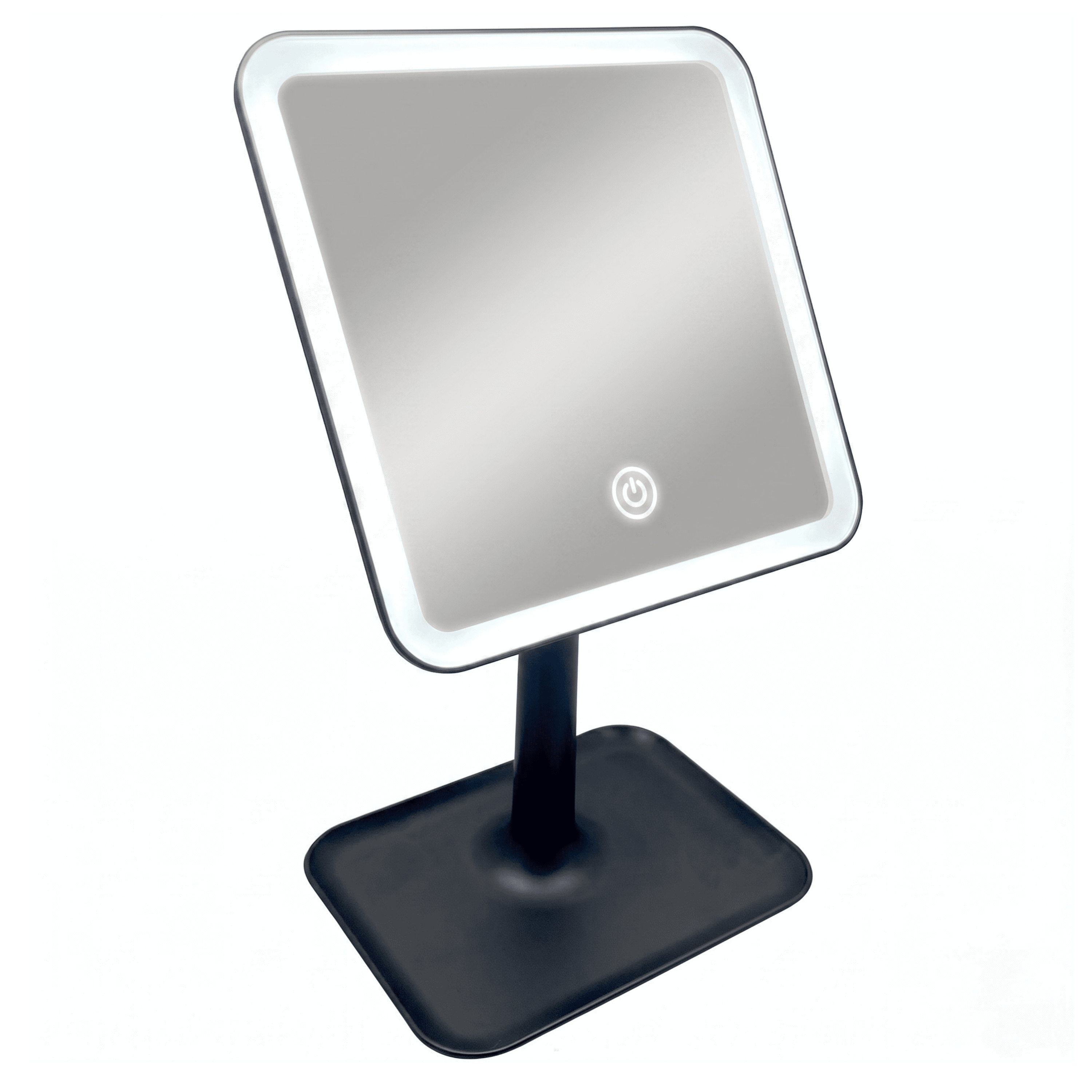Mainstays LED Lighted Vanity Makeup Mirror with Lights, 5X Magnifying & Storage Tray, Rich Black Finish