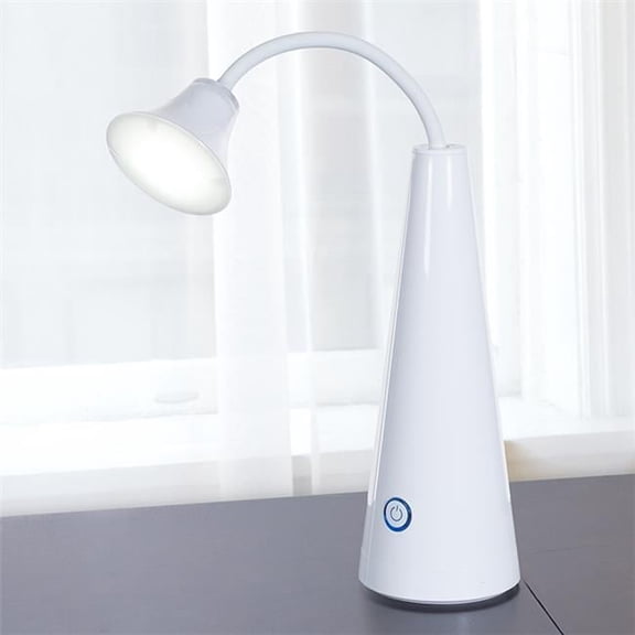 Lavish Home Contemporary LED Goose Neck Desk Lamp, White