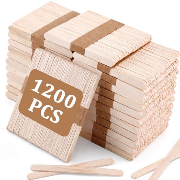 Topsome 1200 Pcs 4.5 Inch Popsicle Sticks for Crafts, Multi-Purpose Natural Wood Craft Sticks for Ice Cream, Waxing, DIY Crafts, Hair Removal, Paint Stirrer
