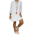 thumbnail image 1 of Innerwin Short Dress Long Sleeve Women Mini Dresses Holiday Solid Color Casual White S, 1 of 2