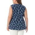 thumbnail image 3 of Agnes Orinda Plus Size Floral Blouse Sleeveless Tank Top for Women Comfortable and Stylish 4X Navy Blue, 3 of 6