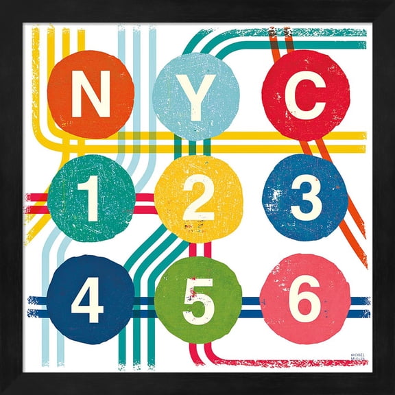New York City Life Subway by Michael Mullan, Framed Wall Art, 13.25W x 13.25H