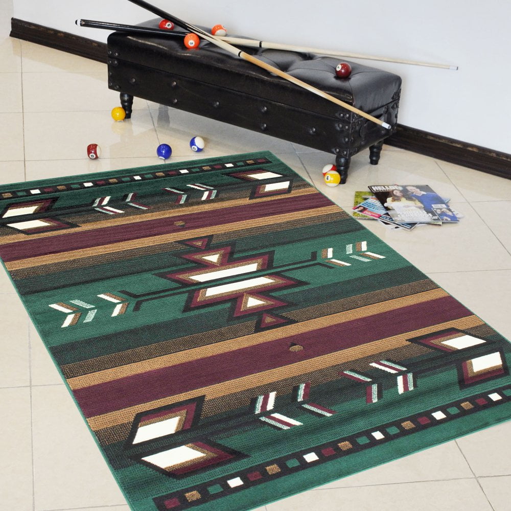 Handcraft Rugs, Southwestern 5' x 7' Rugs Hunter Green Southwestern