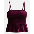 thumbnail image 5 of No Boundaries Velvet Smocked Peplum Cami, Women's, 5 of 5