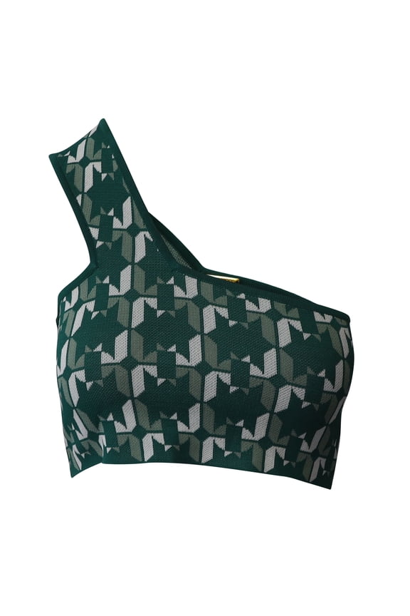 Pre-Owned Dodo Bar Or One-Shoulder Crop Top in Green Viscose