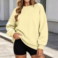 thumbnail image 5 of Women's Fashion Oversized Plain Sweatshirt Soft Fleece Lined Crew Neck Long Sleeve Loose Pullover Casual Fall Winter Daily Outfits Yellow, 5 of 8