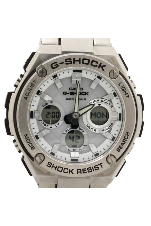 Pre-Owned CASIO G-SHOCK G-STEEL GST-W100 Series GST-W110D-7AJF White Silver Resin/Stainless...