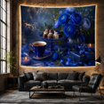 thumbnail image 6 of Blue Teacup and Floral Still Life Against Dark Blue Background Serene Vintage for Home Decor Lovers, Still Life Floral Art Decor, Birthday Gift Tapestry Wall Hanging for Bedroom and Living Room, 6 of 7