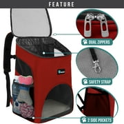 PetAmi Cat Backpack Carrier, Airline Approved Pet Carrier Backpack for Small Dogs and Large Cats, Soft Sided Collapsible Ventilated with Sherpa Bed for Hiking Travel, Max 18 lbs, Red