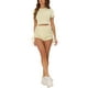thumbnail image 4 of INSPIRAR CHIC Conjuntos de 2 Piezas para Mujer, Top de Manga Corta con Pantalones Cortos de Cintura Alta y Cuerda, Color Beige, 4 of 6