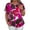 Red, variant on SOMER Woman Tops Short Sleeve Blouses Casual Printing T Shirts Loose Summer Tops