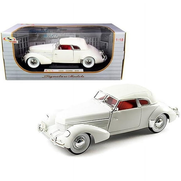 Diecast Dropshipper 18108w 1-18 Scale 1936 Cord 810 Coupe Interior Diecast Model Car, White & Red
